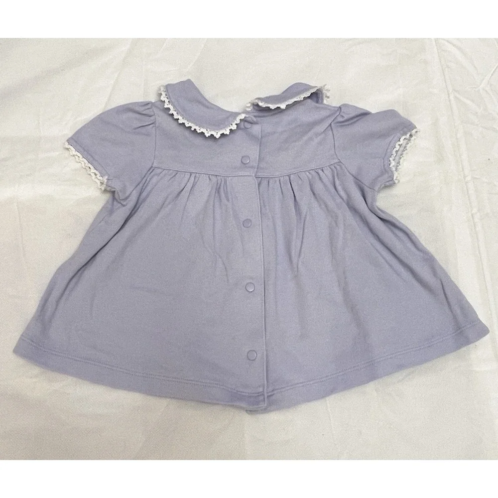 Vtg Gymboree Baby Dress 12-18 Mos Y2K Smocked Peter Pan Collar Embroidered